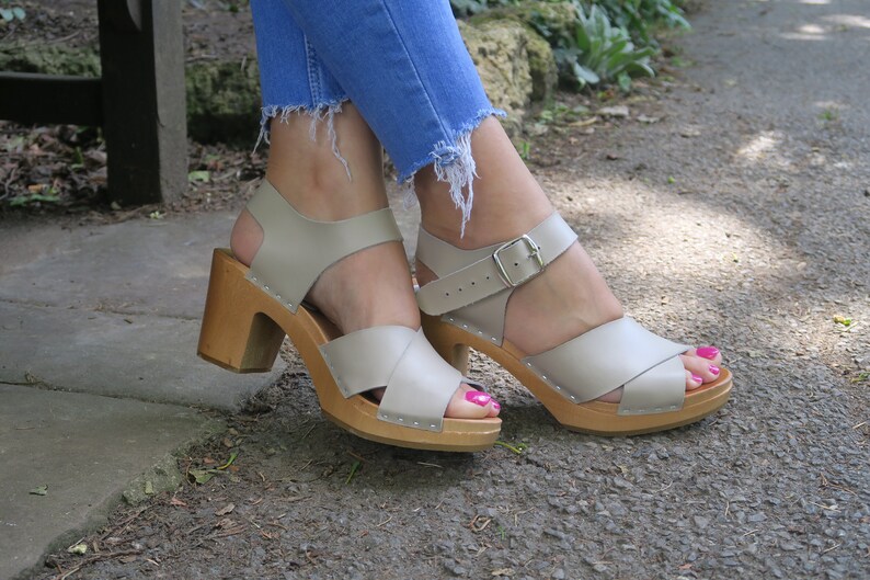 wooden clogs high heels