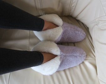 Alpaca Wool Ladies Womens Moccasins Eco Lilac Slippers - Mens Winter Booties