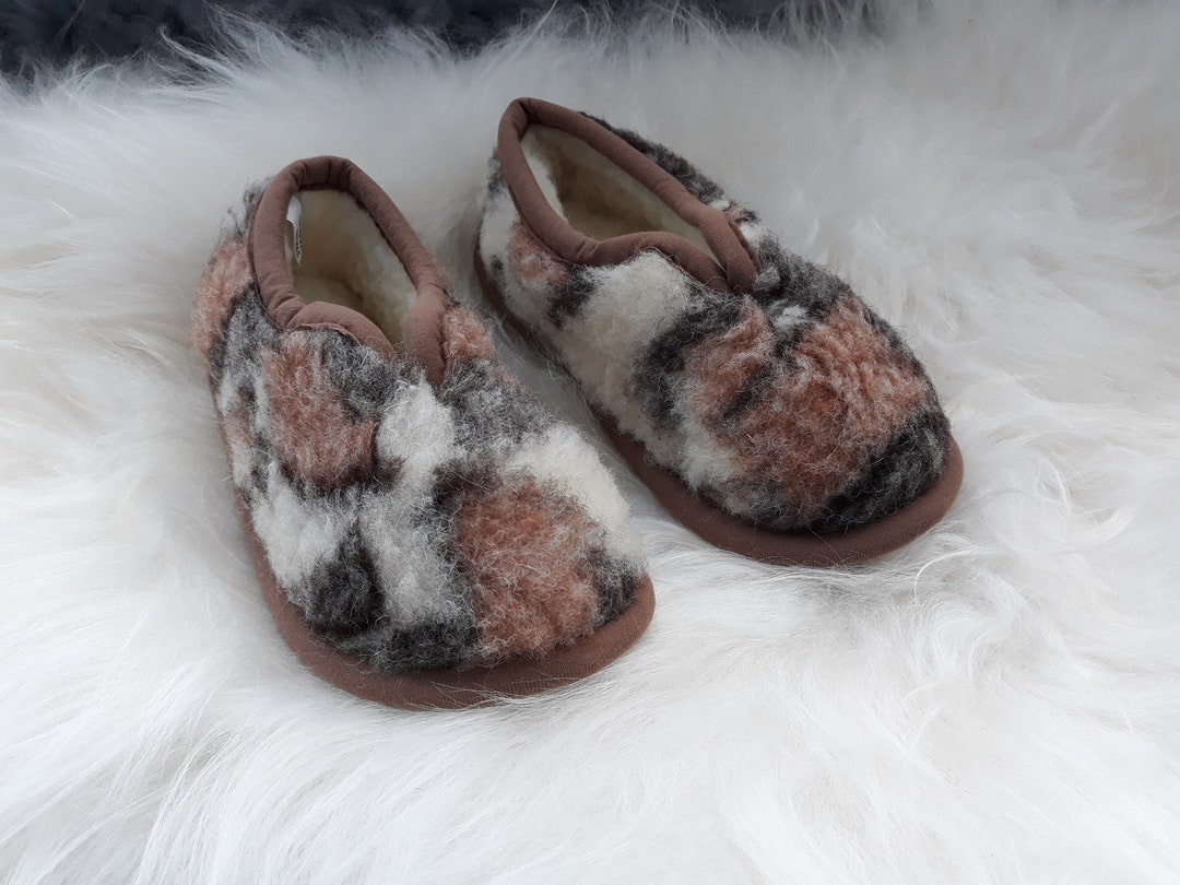 Pantoufles en laine de mouton pure laine mérinos pour femmes