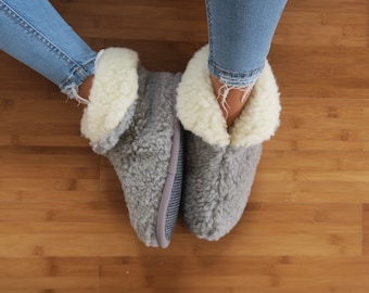 Extra warm and thick Merino Wool Eco Slippers - Winter Sheepskin Bootie Style