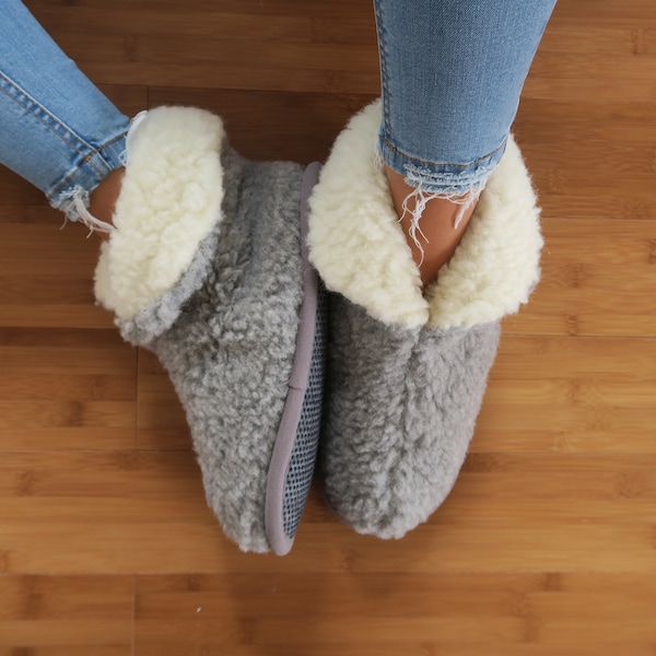 Extra warm and thick Merino Wool Eco Slippers - Winter Sheepskin Bootie Style