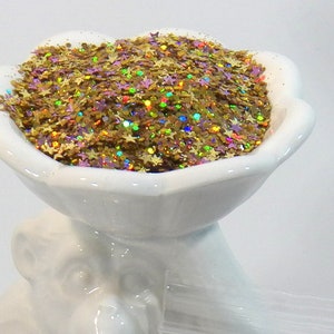 Moon Drops & Stars Chunky Golden Glitter Mix! Briljant - Holografisch - Vurige kleuren! B-246