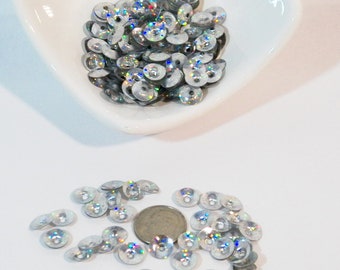 Silver Holographic Laser Flower Cup Sequins! 8 mm Size! B-177