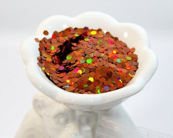 Copper In Autumn Chunky Holographic Glitter! Beautiful Fiery Shine and Color Change! Size 1/10 - 2.5 mm! B-272