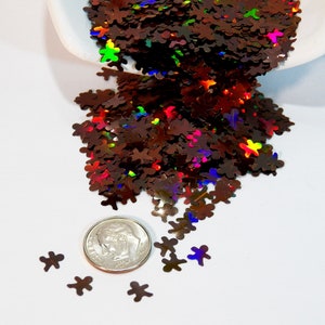Confettis hommes en pain d’épice! Belle couleur holographique brune! Très Fiery - taille 6 mm! PET - B-362