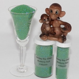 Blueberry Bush Iridescent Extra Fine Glitter! Green w/Blue Sparkles! B-185