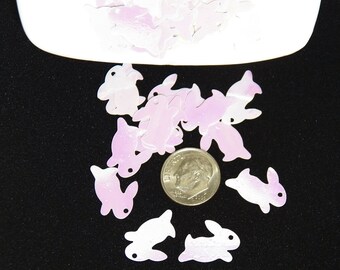 Bunny Confetti - Full Body - White Iridescent! Perfect for Easter Crafts and Decor! Size 18 x 13 mm! B-297