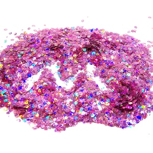 Lips! Pink Holographic Lip Shaped Glitter/Confetti! 4 mm Size! Brilliant-Color Changing Holographic Colors! B-379