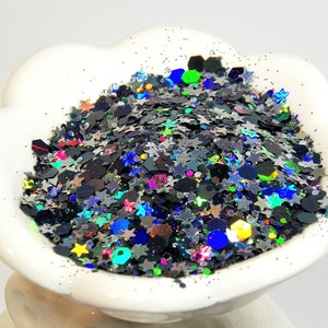 Starlight Star Bright Glitter Mix! Schöne Silber holographische Mischung aus feurigen Farben mit Sternen! B-248