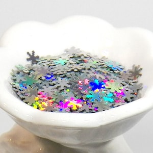 Silver Celebration Holographic Snow Flakes! 6 mm Size! Fiery Beauty! B-255