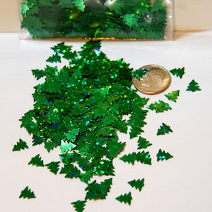 ¡Formas de confeti del árbol de Navidad! Deep Green 8 mm Laser/Holographic para Sparkles multicolores! B-316