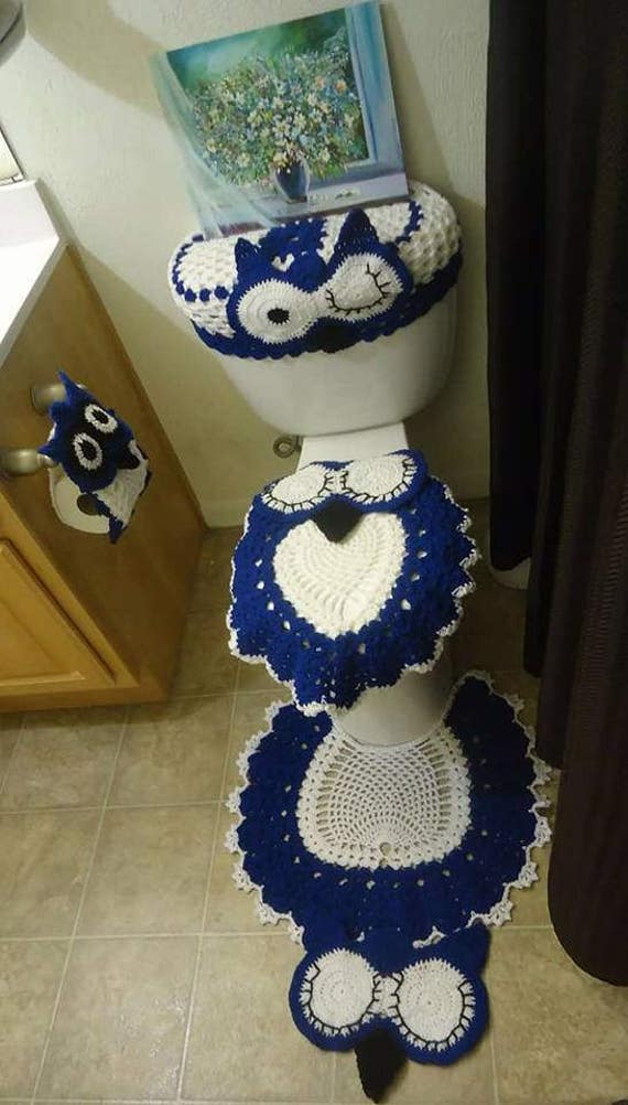 Crochet Owl Bathroom Set Owl Bathroom Set Owl Bathroom Etsy