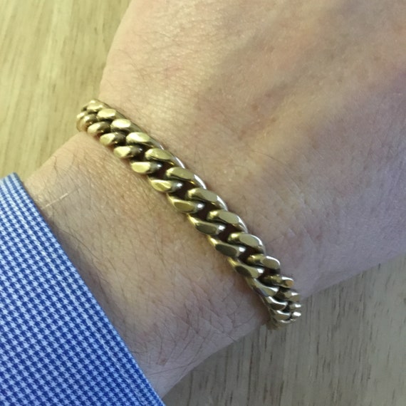 Heavy gold curb link bracelet,14k gold bracelet,ge
