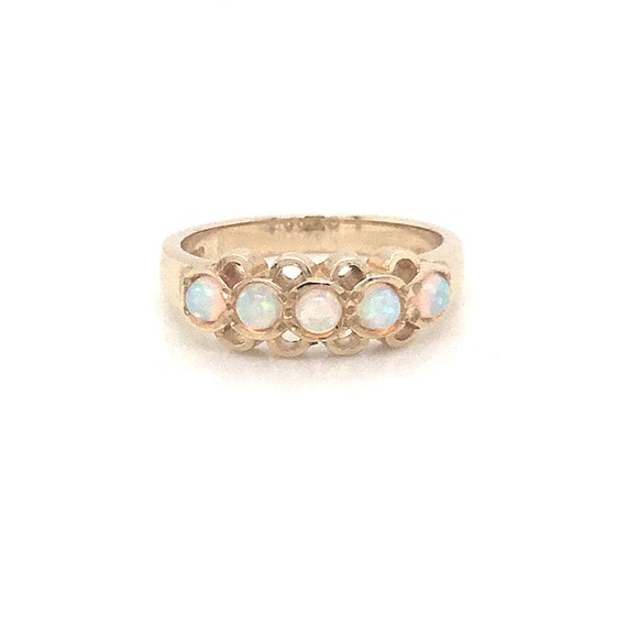 Vintage opal dress ring, opal eternity ring, large