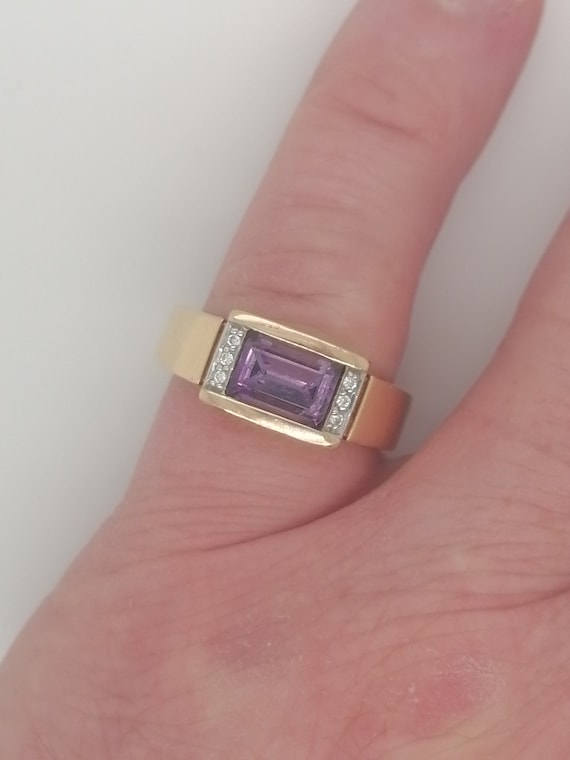 Amethyst and diamond ring, amethyst engagement rin