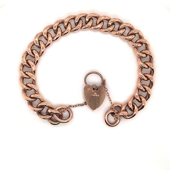 Vintage rose gold heart padlock bracelet, rose gol
