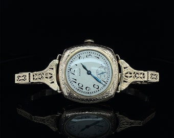 Vintage wrist watch, Ladies Elgin watch, Cocktail watch, Vintage gold watch, mechanical wrist watch,wind up watch,Art nouveau watch