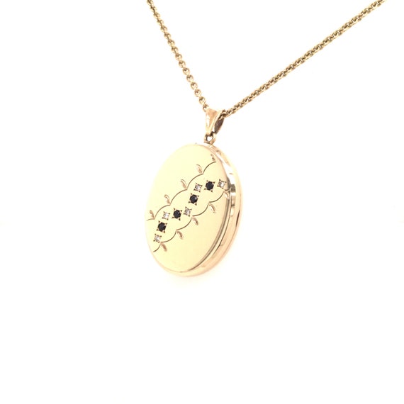 Diamond & sapphire set locket, large oval locket,