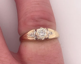 Vintage Diamond engagement ring, Diamond solitaire ring, diamond anniversary ring, round diamond,