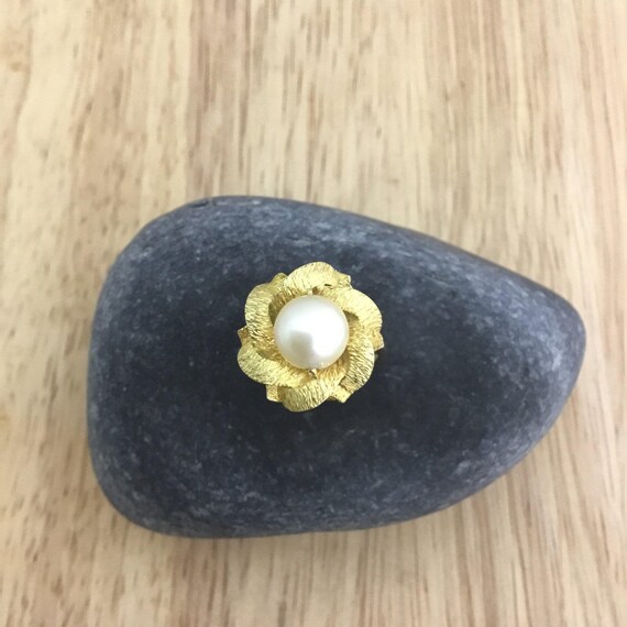 Vintage 22k gold pearl, ring, gold pearl ring, cul