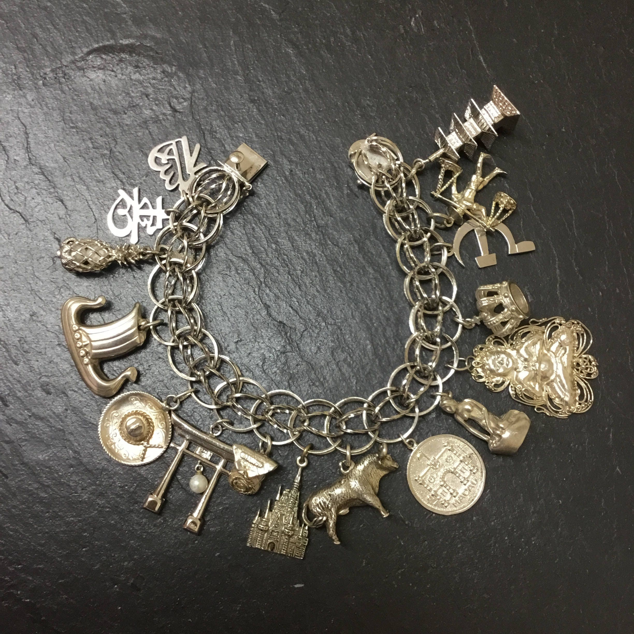 Heavy silver 2024 charm bracelet