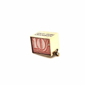 Raro ciondolo porta soldi in oro, portafortuna, portafortuna, banconota d'epoca, ciondolo banconota irlandese, ciondolo porta soldi irlandese, portafortuna irlandese