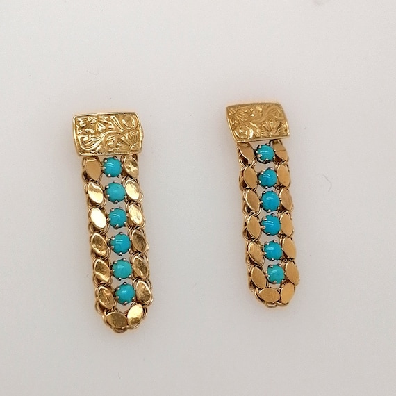 Vintage turquoise drop earrings, turquoise and go… - image 2