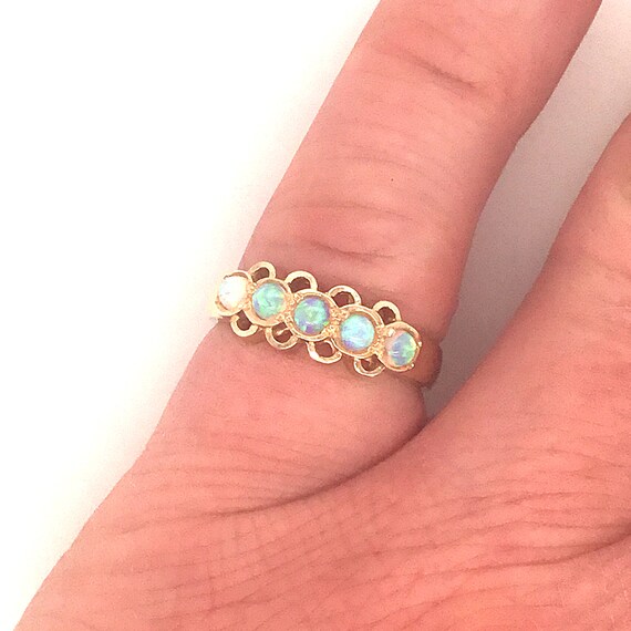 Vintage opal dress ring, opal eternity ring, larg… - image 4