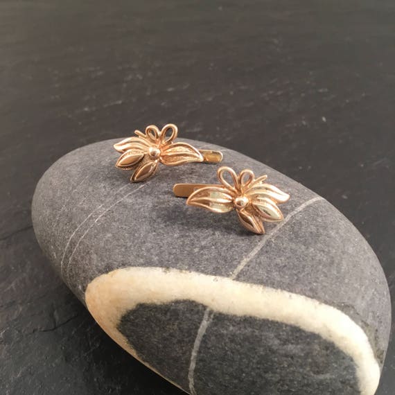 Flower earrings, clip on earrings, gold clip on e… - image 2