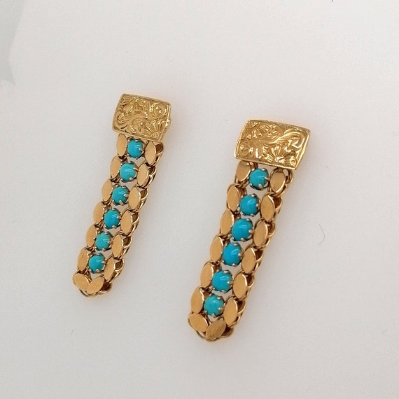 Vintage turquoise drop earrings, turquoise and go… - image 4