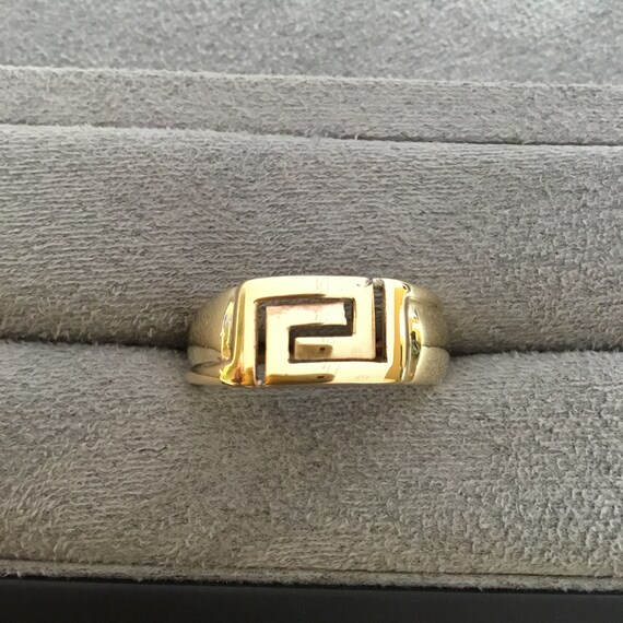 Gold Greek ring, vintage Greek ring, gents gold ri