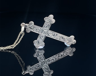 Vintage James Avery Sterling Botonn e Cross Shield Pendant fear