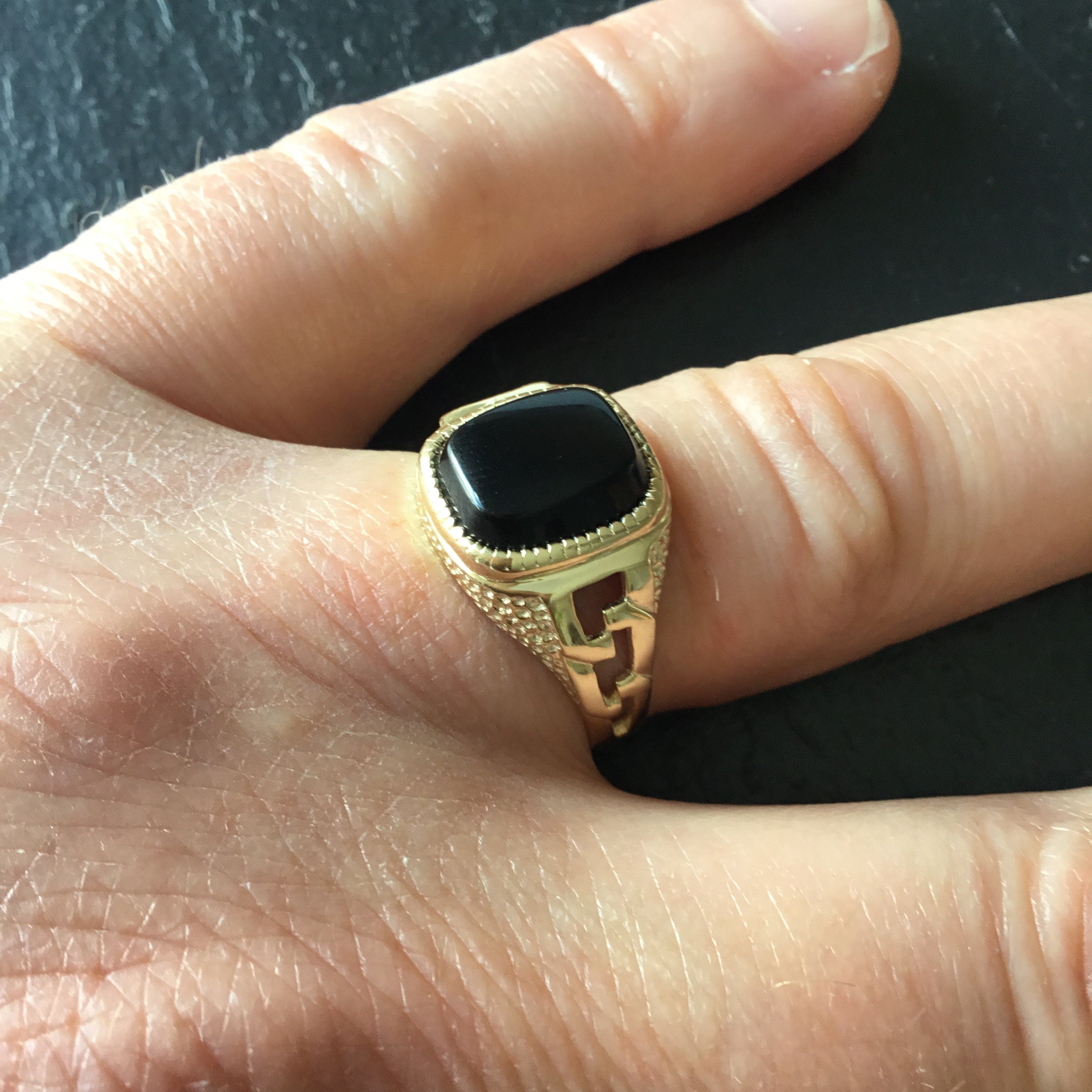 Gold Onyx Signet Ring Gents Signet Ringladies Signet Etsy