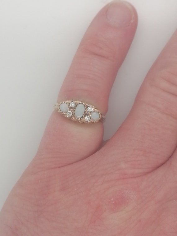 Vintage opal dress ring,opal and diamond ring, opa