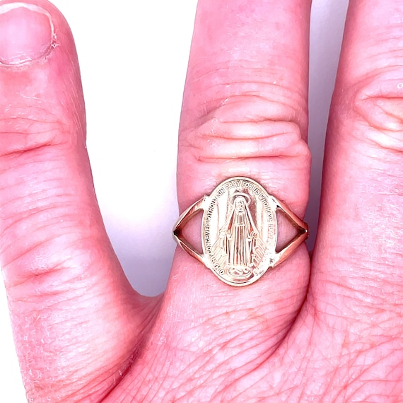 Bague medaille miraculeuse Medaille dor de notre dame des graces bague Medaille miraculeuse bague medaille de devotion bague medaille Sainte Vierge Etsy France