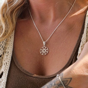 Silver Mandala Necklace Spiritual Star Pendant with Silver Chain Handmade Boho Meditation Jewelry Yoga Gift for woman Tantra Mandala Jewelry