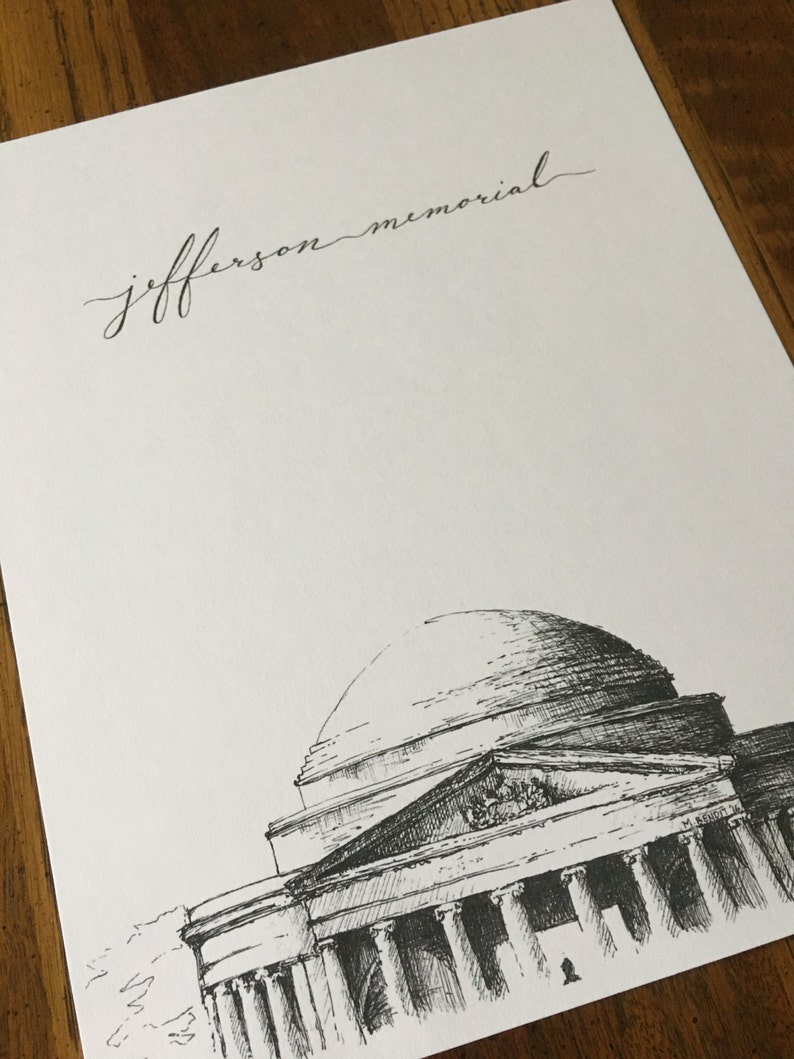 Jefferson Memorial Print of Pen & Ink Architecture Sketch Etsy