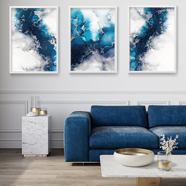 Blue Abstract Art - Etsy UK