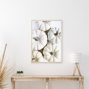 Weißer Kürbis Druck, Moderne Kürbis Fotografie Druck, Weißer Herbst Wand Dekor, Herbst Kürbis Dekor, Minimal Herbst Accessoires
