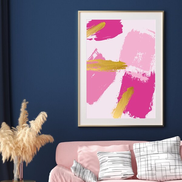 Pink Gold Wall Art Etsy