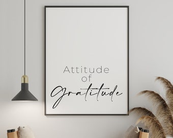Attitude of Gratitude Wall Poster, Positive Typography Wall Print, Law of Attraction Wall Art, Affirmation Print, Self Love Gift Idea