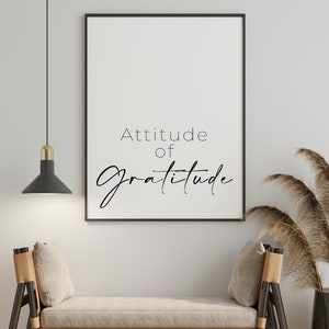 Attitude of Gratitude Wall Poster, Positive Typography Wall Print, Law of Attraction Wall Art, Affirmation Print, Self Love Gift Idea