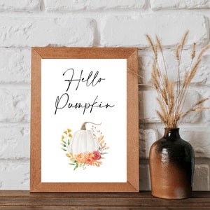Hallo Kürbis Wanddruck, rustikales Herbst Kürbis Wand Poster, Herbst Kürbis Wand Dekor