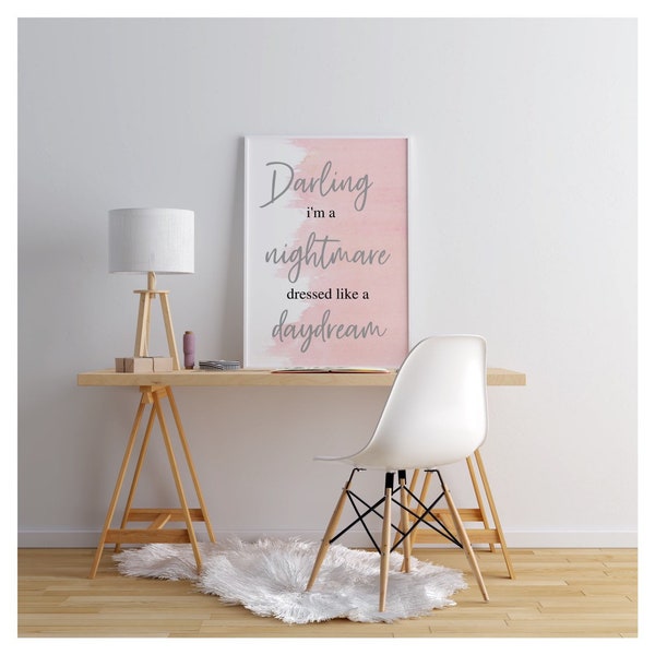 Wandbilder, taylor Swift inspiriert, Alptraum wie ein Tagtraum, song lyric prints, stylische Wandkunst, Popkultur