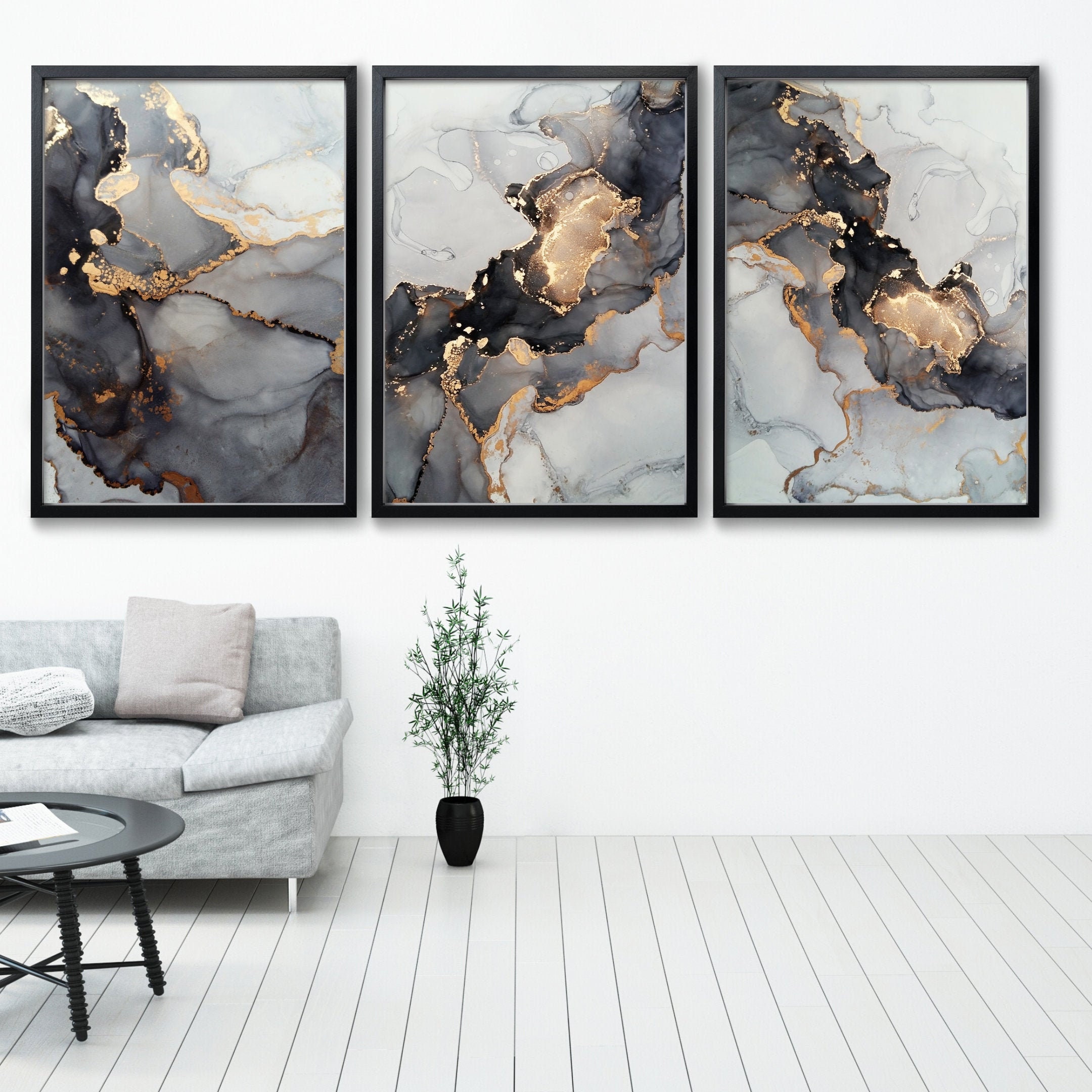 Black and on sale grey wall art