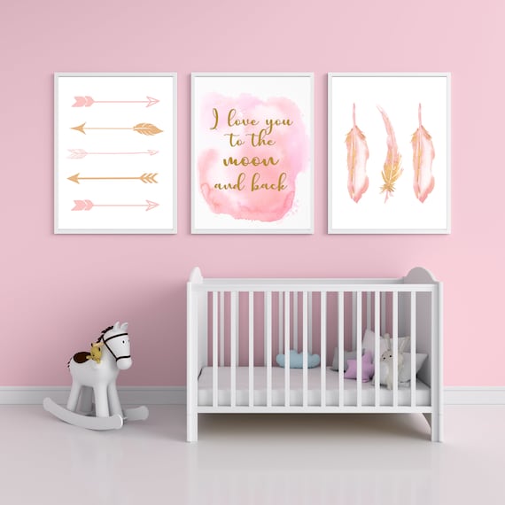 Love You To The Moon And Back Nursery Wall Print Nursery Etsy