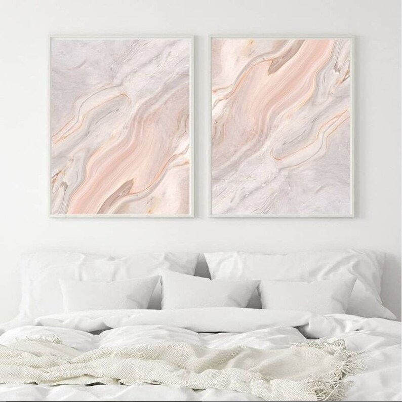 Pink and Grey Marble Wall Art Grey Fluid Wall Art Pinky art Etsy