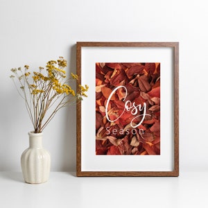 Gemütlicher JahreszeitEn Wanddruck, Herbst Wand poster, rote rustikale Blätter Druck, gemütliche Herbst Wandkunst