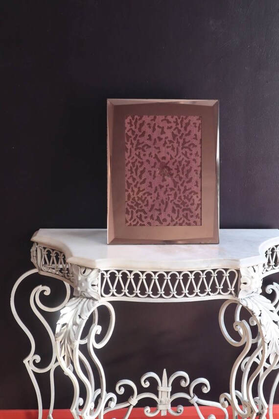 Art Deco Mirrored Photo Frame Display Standing Peach Mirror Or Stand Unique Piece Idea Wedding