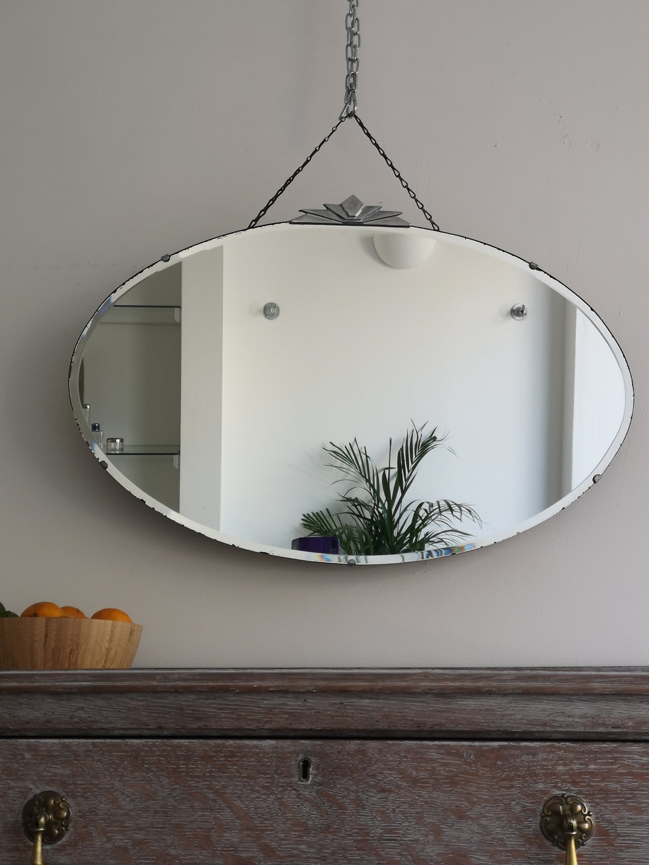 Large Art Deco Wall MIrror Large Oval Shape With Prominent Etsy